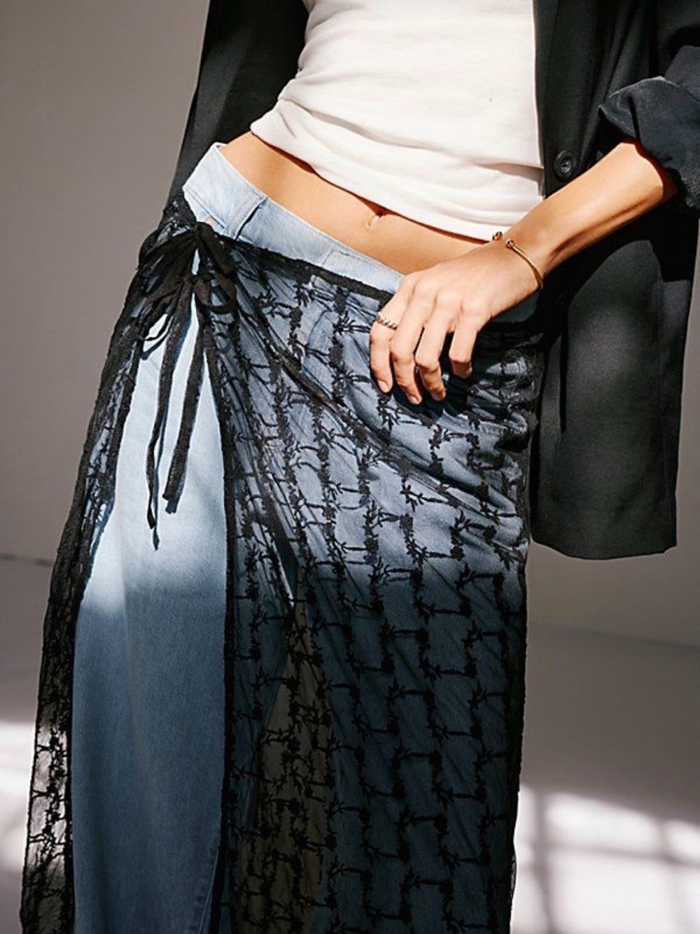 Free People Lace Wrap Sarong - black